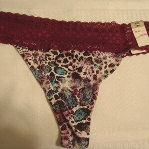 FLIRTITUDE Size 4 5 or 6 Choice Purple Animal Print Cotton Thong Panty NWT